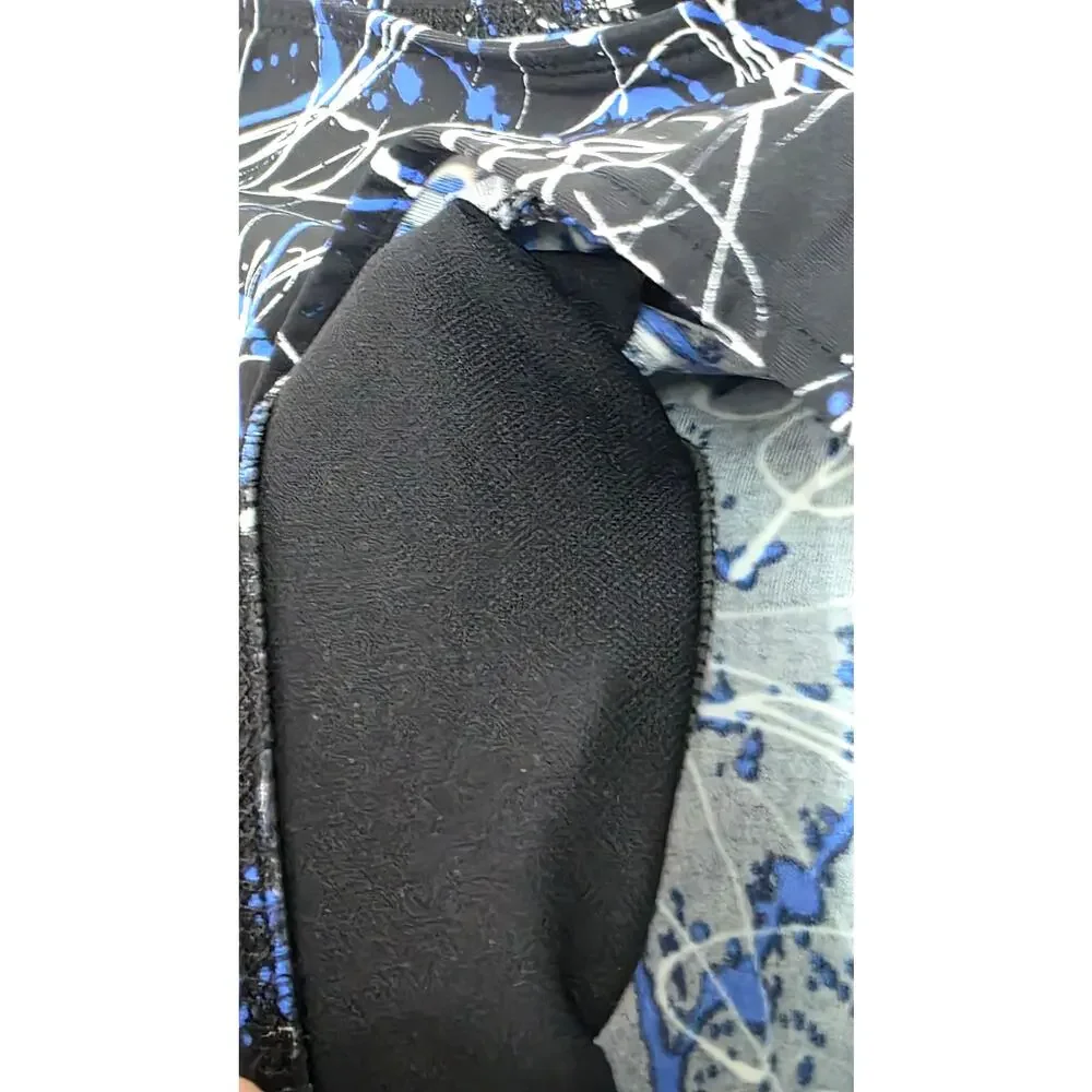 Norma Kamali Abstract Paint Splatter Swim Skirt Ruffle Bikini Bottom Size Large
